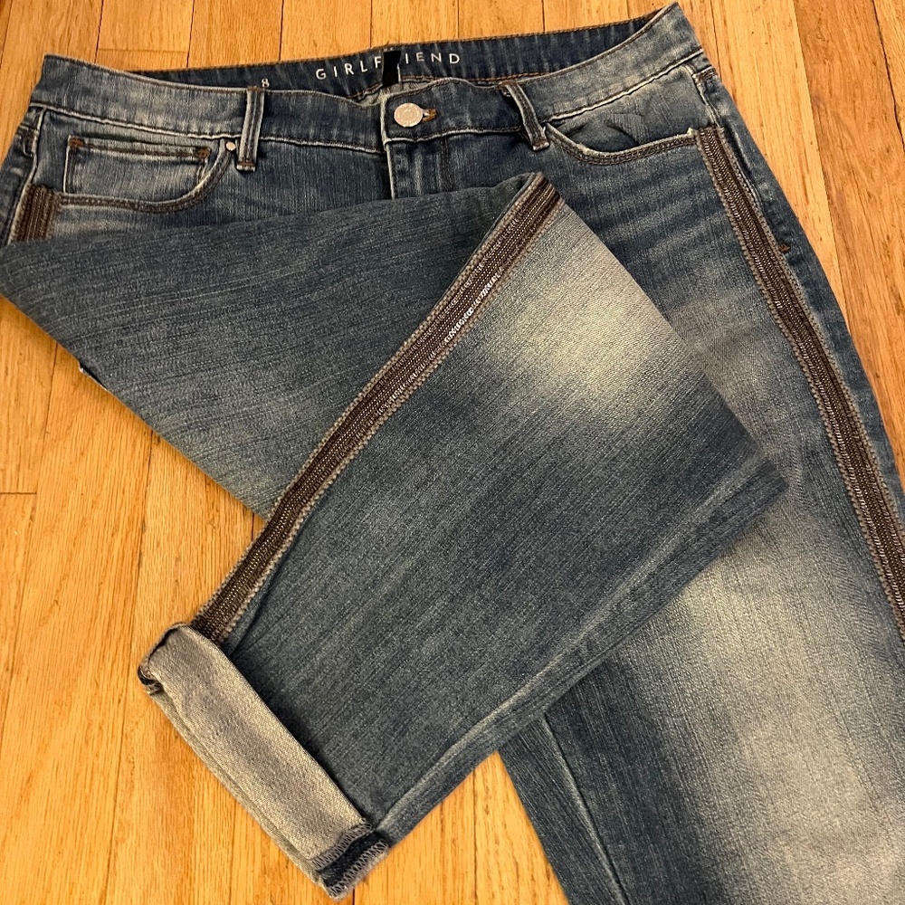 WHBM girlfriend sequin strip jean